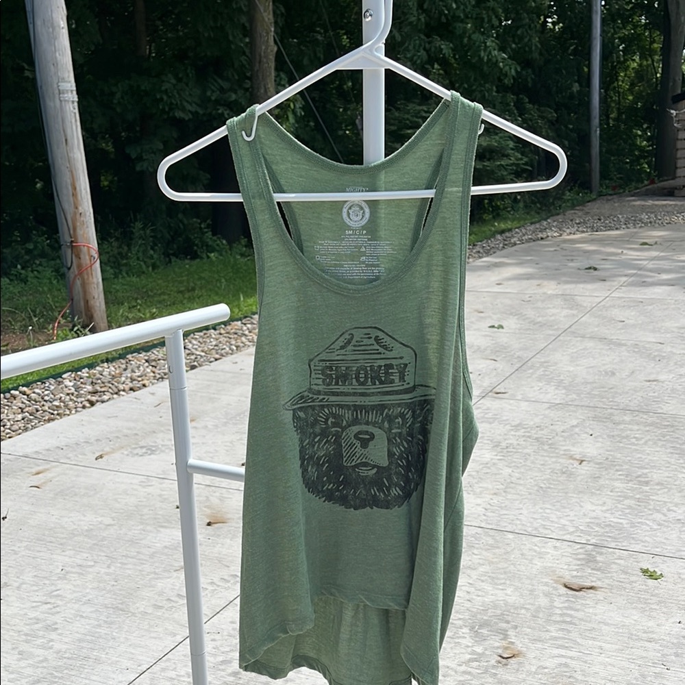 Mighty Fine Olive Tank with Bear Emblem